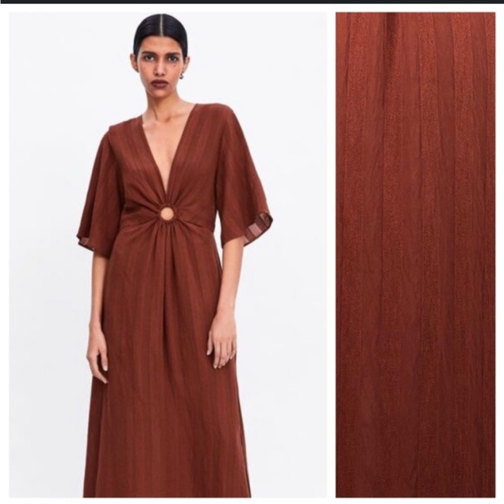Zara burnt orange dress with metal ring detail